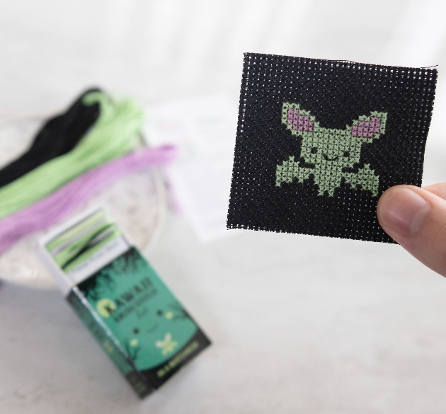 small bat cross stitch kit