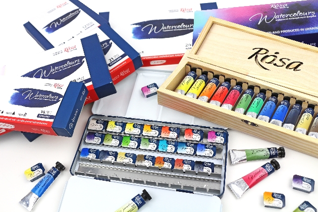 boxes of watercolour paints