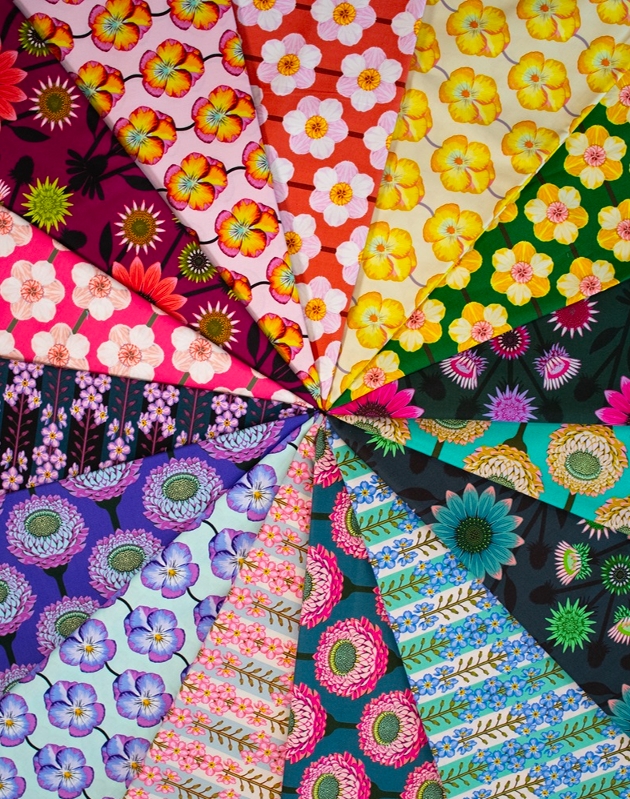 colour wheel of bright fabrics