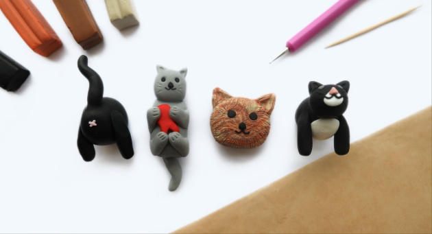 polymer clay cat crafts