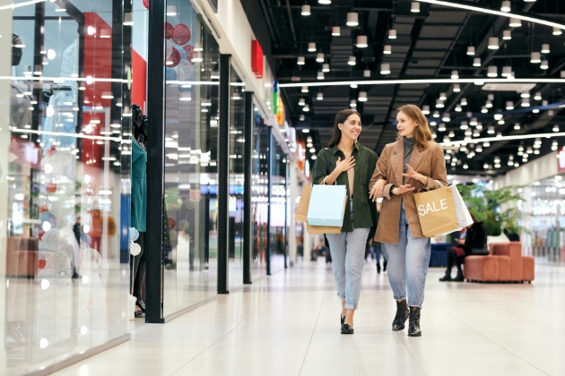 two ladies in shopping centre