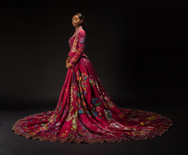 red dress worn on catwalk